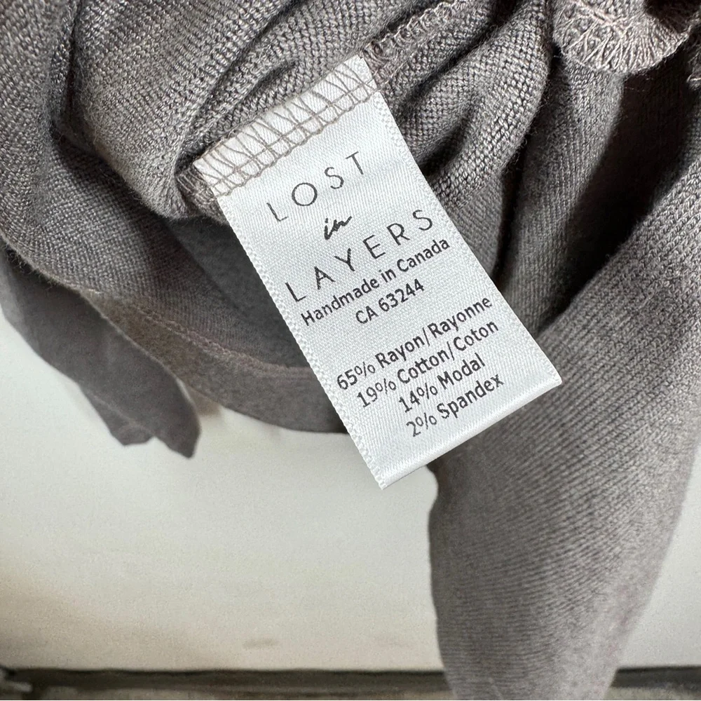 Lost in Layers Taupe Long Sleeve Tunic Top Size S/M Relaxed Fit Comfy Summer - Picture 12 of 15